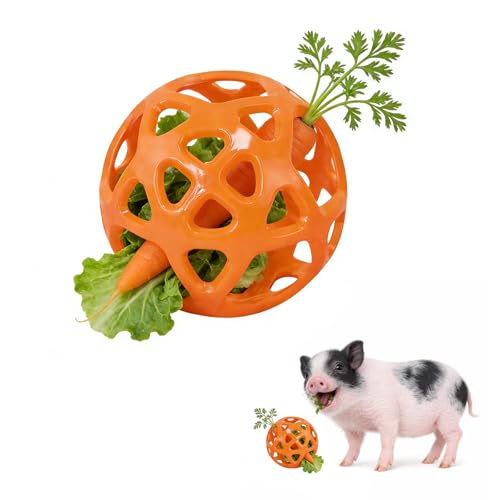 Pig Enrichment Toy Hanging Treat Dispenser Ball and Chew Toy with Rope for Mini Pigs Made of Natural Rubber