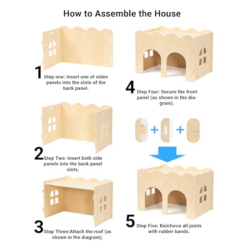 Bifeaw Natural Wooden Chew-Proof Guinea Pig Hideout | for Small Pets - size: Guinea Pig