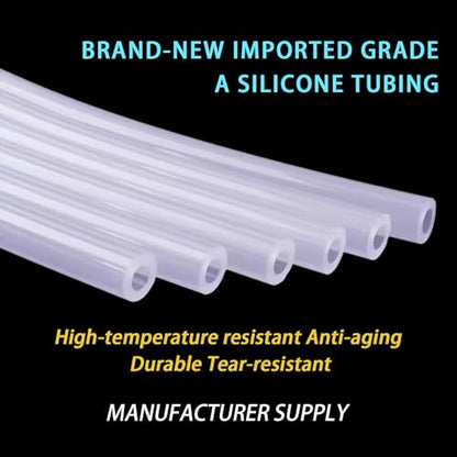 Pure Silicone Tubing, 1/4" ID x 3/8" OD x 10 FT, Flexible Food-Grade Tubing, High Temp Resistant, Multipurpose Tube For Home Brewing, Wine making, Aquaponics, Air Hose - size: 1/4" ID x 3/8" OD