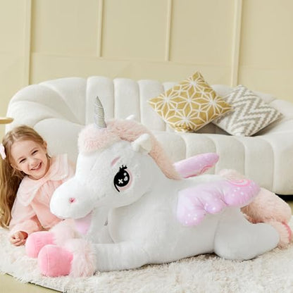 IKASA Giant Unicorn Stuffed Animal Plush Toy,Big Large Jumbo Soft Toys,43" Cute Huge Size Fluffy Plushy Fat Plushie,Gifts for Kids - style: Unicorn