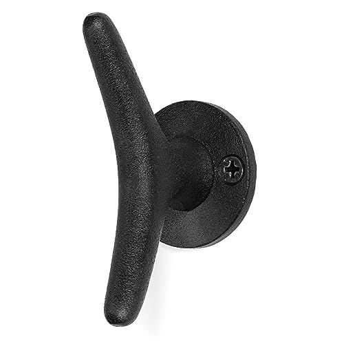 Cast Iron Coat Hooks - Boat Cleat Nautical Marine Entryway Decor Multi-Purpose Hat Towel Hanging Hook - Durable & Rust-Resistant - Includes Mounting Hardware - 4 Pack (Small, Black) - style: Boat Cleat Small (Black)