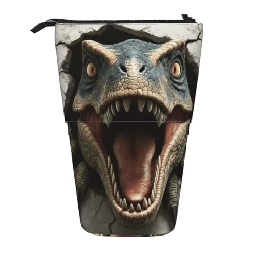 Dinosaur Kids Standing Pencil Case Girls Boys Telescopic Stationary Pouch with Zipper Large Capacity Stand up Pen Bag Portable Makeup Holder for Children School Students Office Supplies - color: Dinosaur