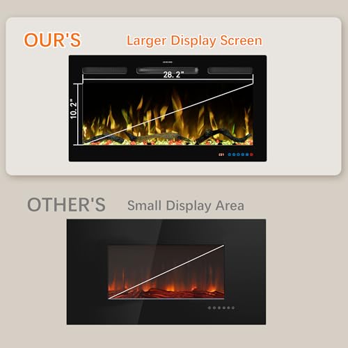 33" WiFi Electric Fireplace Inserts, Recessed and Wall Mounted Fireplace Heater W/Adjustable Flame Color & Brightness, Thermostat, 9H Timer, App and Remote Control, 750/1500W - size: 33" WiFi