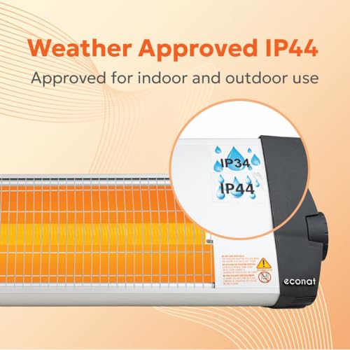 Econat C-15 Infrared Electric Heater 1500W, Wall Mounted Indoor/Outdoor Heater with Adjustable Thermostat, Energy Efficient – 5 Pack