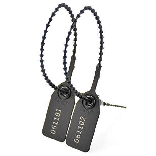 Plastic Tamper Seals, Numbered Zip Ties for Fire Extinguisher Pull Tite Security Tags Disposable Self Locking Signage Pull Tite Plastic Lock 250mm Pack of 100 (Black) - color: Black, size: 100