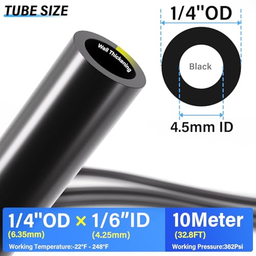 TAILONZ PNEUMATIC Air Line DOT 1/4 inch od Black Pneumatic Nylon Tube 32.8ft Air Brake Tubing Nylon Hose - color: Black-Nylon, size: 1/4'' OD/32.8ft/10m