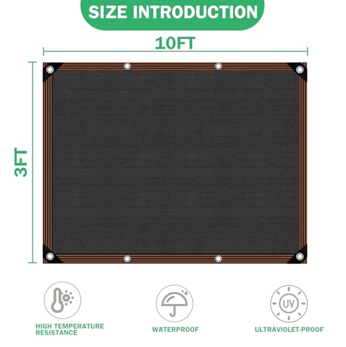 Shade Cloth - for Plants Greenhouse, 70% Sunblock Shade Sails -for Outdoor Garden Pergola Patio Lawn Sun Shade Cloths for Kennel Chicken Coop Easier to Hang Plant Shade Net Cover - size: 3'x10'