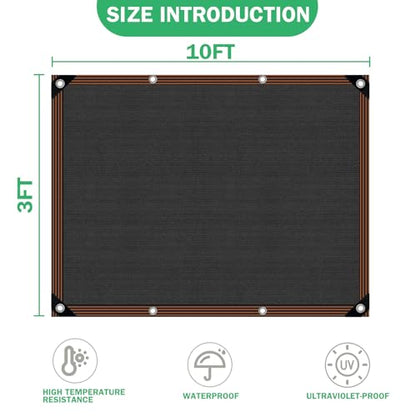Shade Cloth - for Plants Greenhouse, 70% Sunblock Shade Sails -for Outdoor Garden Pergola Patio Lawn Sun Shade Cloths for Kennel Chicken Coop Easier to Hang Plant Shade Net Cover - size: 3'x10'