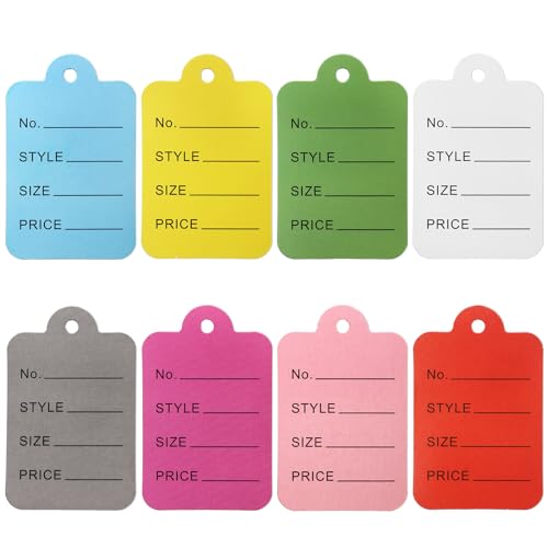 Frcctre 2000 Pcs 8 Colors Price Tags, 1.3" Lx1.8 H Clothing Tags Coupon Tags Merchandise Marking Tags Labeling Tags Paper Tags for Handmade Clothing Jewelry Crafts
