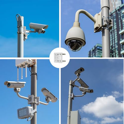 2pcs Universal Wall Mounting Bracket with 4 Loops, Vertical Pole Mount Adapter for CCTV Security Camera PTZ Dome Indoor Outdoor AP Access Point Client CPE