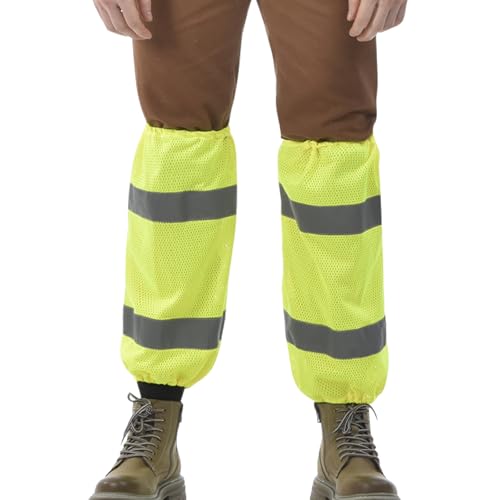 A-SAFETY unisex-adult Class E Two-tone Mesh Leg Gaiters - color: Mesh Yellow