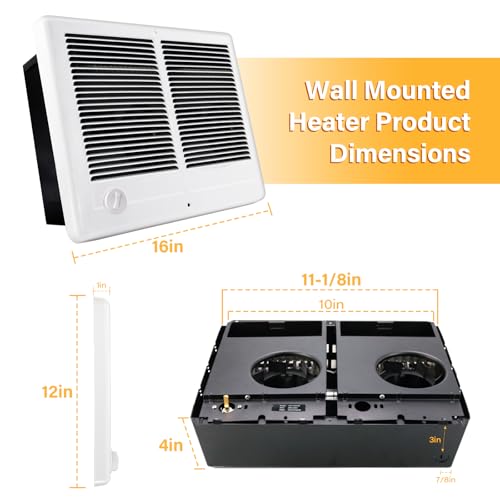 CSTC302TW Twin Electric Wall Heater - Wall Heater At 3000/2250 Watt And 240/208 Volt With White Grille 10236/7677 BTU Electric Wall Heaters Suitable For Kitchens, Front Rooms, Halls