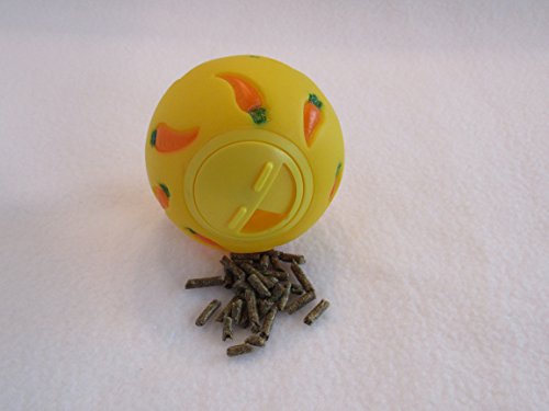 Treat Ball Toy for Guinea Pigs, Rabbits, Hedgehogs and Other Small Pets, 7 cm, Yellow, Adjustable Opening Treat Toy New