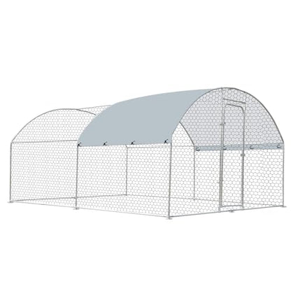 Outdoor Metal Chicken Coop Large Walk-in Poultry Cage Spire-Shaped Chicken Run with Waterproof and Anti-Ultraviolet Cover for Outside,Backyard and Farm,13.1' L*9.8' W*6.5' H - size: 157.2"L x 117.6"W x 78.0"H