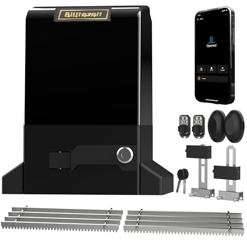 Blütezeit 4000lb WiFi Sliding Gate Opener, Smart App Control 1HP Automatic Slide Gate Motor, Rack-Driven Driveway Gate Operator with 2 Remotes, IR Sensor and Hardware Kit for Gates up to 40ft - size: 4000lb
