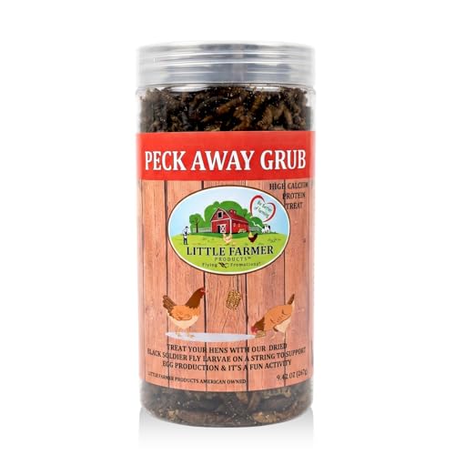 Peck Away Grub Hanging Chicken Treat on String, Black Soldier Fly Larvae for Chickens, High Protein Chicken Snacks and Treats for Laying Hens, 9.87 oz