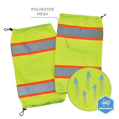Ergodyne Unisex Glowear 8009 Hi-vis Two-tone Mesh Leg Gaiters - Class E - color: Lime
