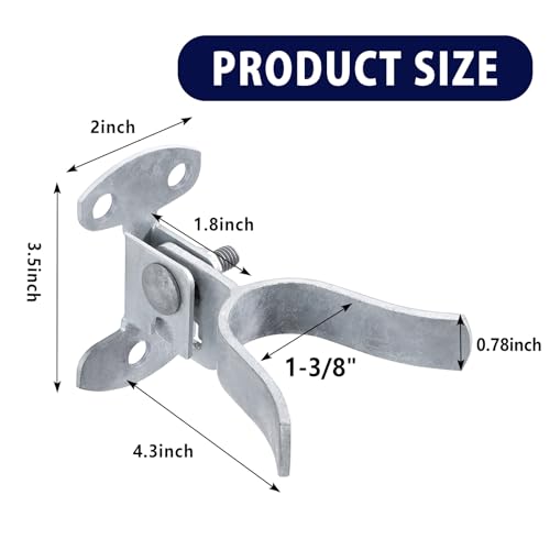SIHAI 1 Pack Chain Link Fence Gate Latch, 1-3/8" Wall Mount (Flat Back) Metal Gate Fork Latch Hardware with Lag Bolt for Fence Gate Frames, Easily Mounts to Post or Wall