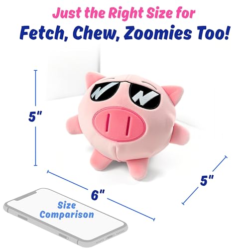 Piggy 3 in 1 Plush Pig Dog Chew Toy with Squeaky Ball Inside for Aggressive Chewers, Super Interactive, No Stuffing, Strong Tough Heavy Durable, Birthday Gift Box for Small & Large Breeds - color: Pink