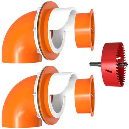 Large Chicken Feeder No Waste, DIY Automatic Chicken Feeder Port with Cover for Duck, Poultry(2 Pack with Caps & Hole Saw)