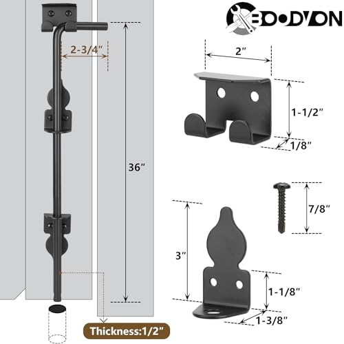 36 Inch Cane Bolt Gate Drop Rod Heavy Duty Gate Hardware, Gate Ground Latch for Wooden Fences, Metal Gates Doors Stopper for Gate Ground, Wrought Iron Gate Latches, Black Finish(1 Pack) - size: 36 Inch