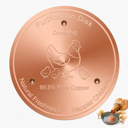 Copper Disc for Chicken Water Purification, 99.99% Pure Copper Disk, Helps Keep Water Cleaner, Fits Chicken Waterers, Chicken Water Feeders & Bird Baths