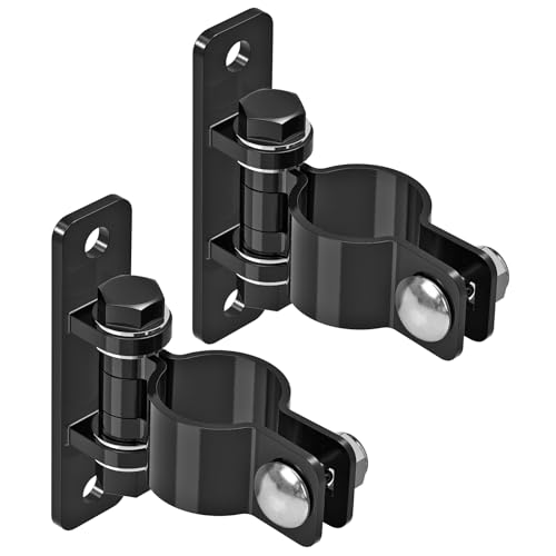 Insaga Gate Hinges Heavy Duty Carbon Steel Chain Link Fence Parts Electroplated Finish, Removable Bolts for Wall Mount, Fits 1-7/8'' Outer Diameter Pipes/Posts for Farm, Fence Gate (2Pack, Black) - size: 1-7/8''