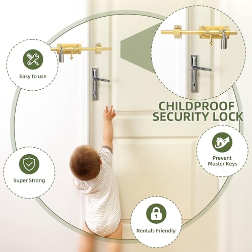 Alise Slide Lock SUS304 Stainless Steel Gate Latch, Slide Bolt Latch,Thickened Heavy Door Latch Lock,10 Inch Black Barrel Bolt Latch, Security Slide Latch Lock Gold - color: Gold, size: 10 Inch (Regular)