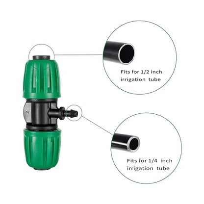 10 Pcs 1/2" to 1/4" Barbed Tee Connector, 1/2 Inch to 1/4 Inch Drip Irrigation Fittings Drip Line Reducer Tee Connectors 1/2" to 1/4" 3-Way Splitter Connectors for Garden Drip Irrigation System - size: 1/2 to 1/4 inch 3-Way