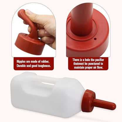 2 Quart Calf Nursing Feeding Bottle with a Replacement Nipple, Calves Nursing Milk Feeding Bottle with Handle Livestock Supplie