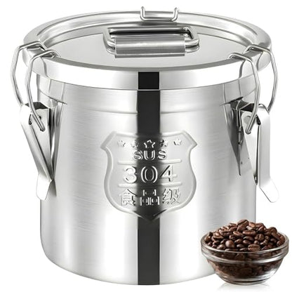 304 Stainless Steel Airtight Storage Bucket with Lid, Food Grade Sealed Canister for Kitchen, Rice, Flour, Grain, Pet Food, Waterproof Camping Storage Container(198L/52.3Gal) - size: 198L/52.3Gal