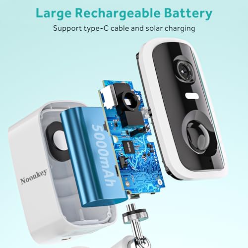 Noonkey 2 Pack Solar Security Camera Outdoor Wireless, 4MP HD Full Color Night Vision, 2.4/5GHz WiFi Home Security Camera with AI Motion Detection & Siren, 2-Way Audio, Alexa, No Wiring, Weatherproof
