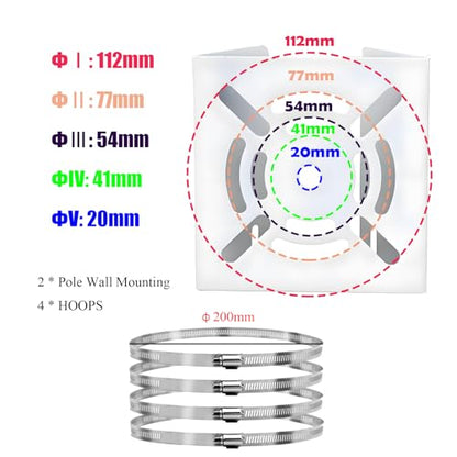 2pcs Universal Wall Mounting Bracket with 4 Loops, Vertical Pole Mount Adapter for CCTV Security Camera PTZ Dome Indoor Outdoor AP Access Point Client CPE