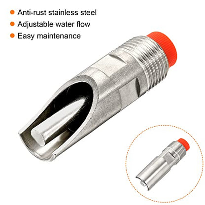 MECCANIXITY Pig Nipple Waterer Automatic Pig Feeder 1/2" PT Poultry Water Nipple Pig Drinker Stainless Steel Plastic Hat Duck-Mouth Type for Sows Drinking, Silver