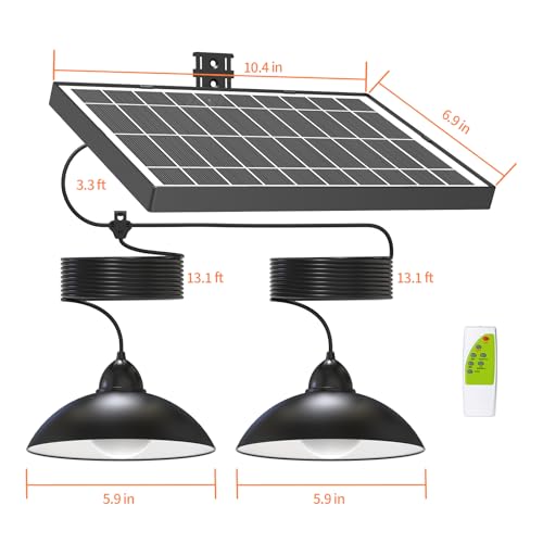 Lightonight Dual Head Solar Pendant Light | Indoor Outdoor, Remote IP65 Waterproof Dusk to Dawn Solar Shed Lamp for Gazebo, Barn, Stables, Tents