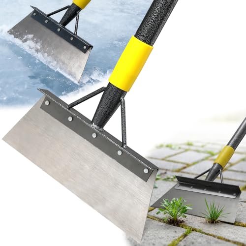 Floor Scraper Long Handle - Ice Removal Tool, Multifunctional Garden Cleaning Flat Shovel, 74" Weed Scraper Heavy Duty Sharp Blade for Lawn Edging,Sidewalk Weeding,Driveway Steps Snow Shovel - size: 74"