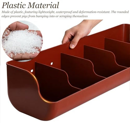 Smooth Plastic Small Piglet Feeder, Multi-Compartment Water Trough with Semi-enclosed Design, Livestock Feed Trough for Duck, Chicken(Red L65cm/25.6") - size: Red L65cm/25.6"