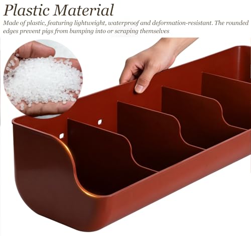 4 5 6 Holes Plastic Peacock Feeder Trough, Poultry Water Trough Replacement with Separated Fence, Small Pig Feeder for Outdoor/Indoor(Red L65cm/25.6") - size: Red L65cm/25.6"