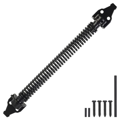 14" Gate Spring Self Closing Heavy Duty Door Springs to Close Door, Automatic Gate Closer with Adjustable Tools for Metal Gates, Wooden Fences and Vinyl Fence Gates(Black, 1 Pack) - size: 14 Inch