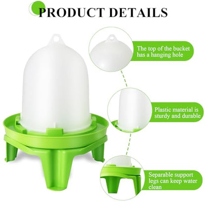 Automatic Chicken Waterer and Feeder Set with Legs,Poultry Waterer,No Waste Chicken Feeder,1.31 Pound Feeder and 0.39 Gallon Waterer Kit for Small Chickens,Quails and Pigeons