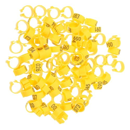 100pcs Bird Pigeons Leg Rings Poultry Leg Bands Meat Pigeon Anklet Easy Clip Rings - color: Yellow