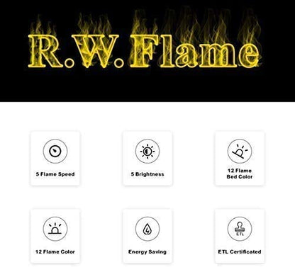 R.W.FLAME 42IN Recessed and Wall Mounted, The Thinnest Fireplace, Low Noise, Fit for 2 x 6 and 2 x 4 Stud, Remote Control with Timer, Touch Screen, Adjustable Flame Color and Speed - size: 42"