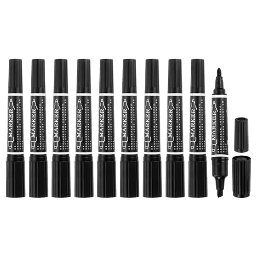 MECCANIXITY 10 Pcs Art Marker Pen Double-Ended Colored Pen Dual Sketch Marker for Drawing Sketching Writing Journaling, Black - color: Black