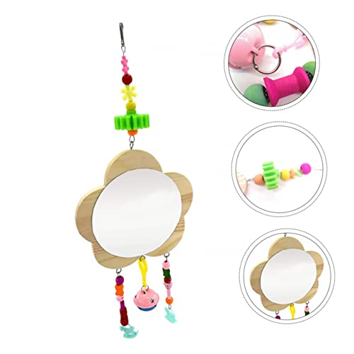 Creative Wooden Mirror Toy for Chickens Hens Interactive Pet Mirror Pendant for Playtime Relief for Chicken Farms