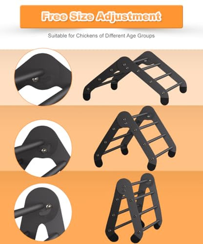 Koutemie Adjustable Chicken Perch for Coop, Heavy-Duty Metal Chick Roosting Bar for Brooder, Baby Chicks Stand Toy Training Perches for Bird Parrot Hens Macaw, Black