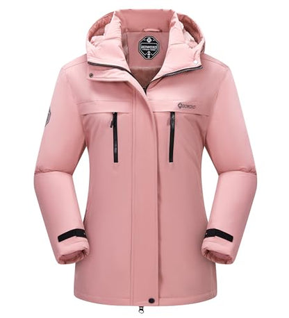 Women's Waterproof Snow Ski Jacket Warm Winter Coat Insulated Snowboarding Jacket Softshell Hiking Jacket - color: Pink, size: X-Large