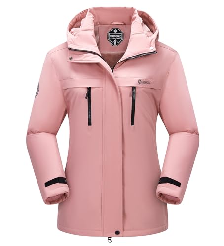 Women's Waterproof Snow Ski Jacket Warm Winter Coat Insulated Snowboarding Jacket Softshell Hiking Jacket - color: Pink, size: Large