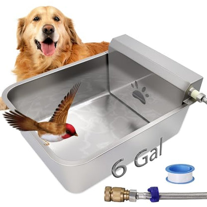 Automatic Dog Water Bowl Dispenser 23L Large with Hose & Adapter | Stainless Steel, Rustproof,Large Capacity, Self Filling, with Float Valve,No Mass, No-spill,outdoor,for Cat,Livestock,Chicken