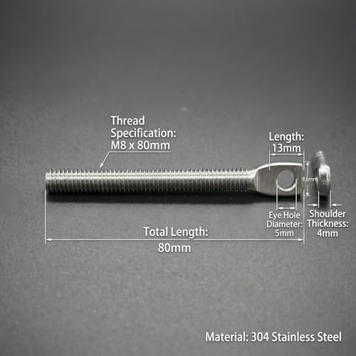 Automatic Gate Opener Tie Rod Chain Connection Hardware,Sliding Gate Roller Chain Bolt Tensioner Compatible with ANSI #40#41#428, 2Pcs (Flat & Standard) - size: M8*80mm(Flat & Standard)