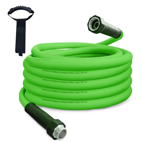 Cupohus Heavy Duty RV Water Hose 25FT, 5/8" Extra Thick Wall Drinking Water Hose, Crush Proof & Abrasion Resistant, Kink Free Hot & Cold Weather with Storage Bag for Camper Marine - color: Green, size: 25FT